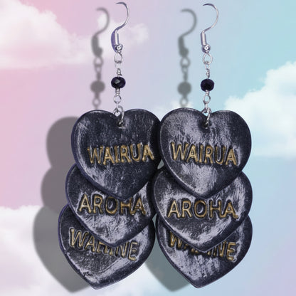 Black WAIRUA/AROHA/WAHINE Earrings