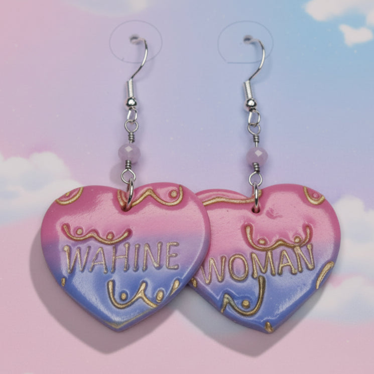 Pink & Blue Boob WAHINE/WOMAN Earrings