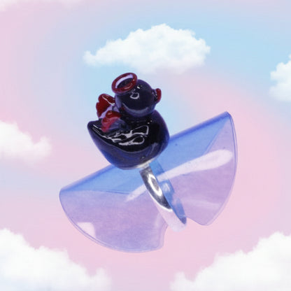 Black Angel Duck Ring