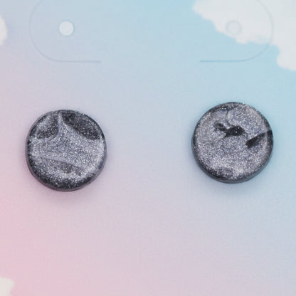 Black and Silver Circle Studs