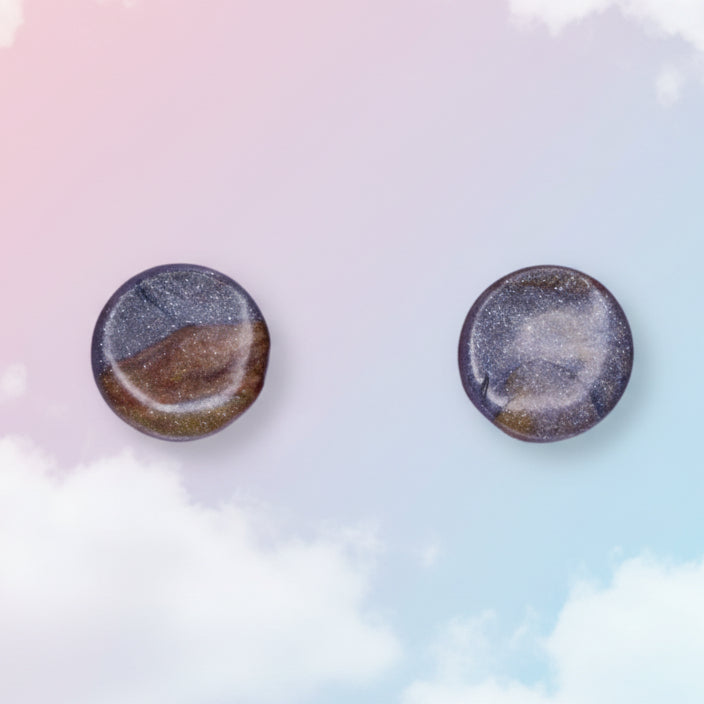 Bronze and Silver Circle Studs