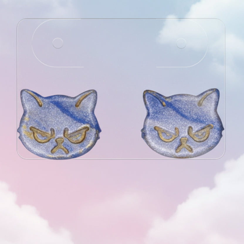 Blue Grumpy Cat Studs
