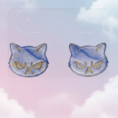 Blue Grumpy Cat Studs