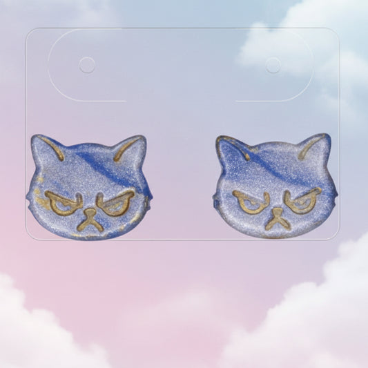 Blue Grumpy Cat Studs