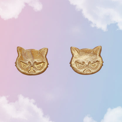 Orange Grumpy Cat Studs
