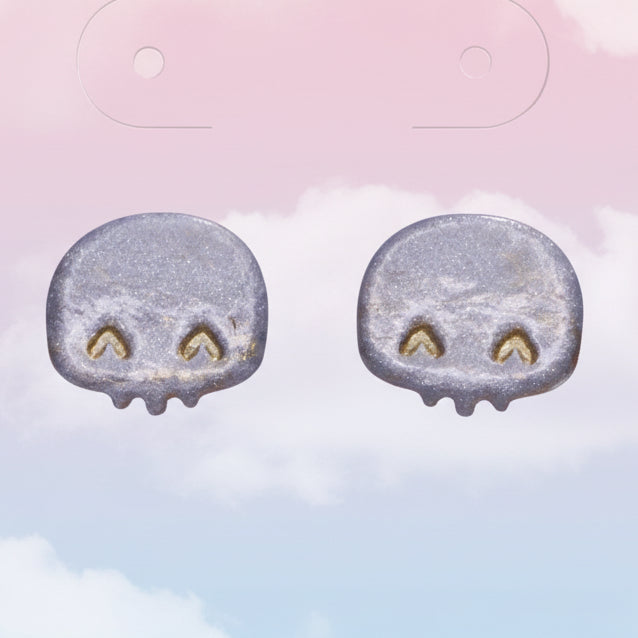Silver Happy Skull Studs