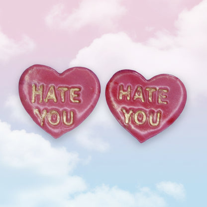 Pink HATE YOU Studs