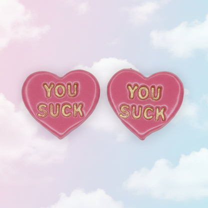 Pink YOU SUCK Studs