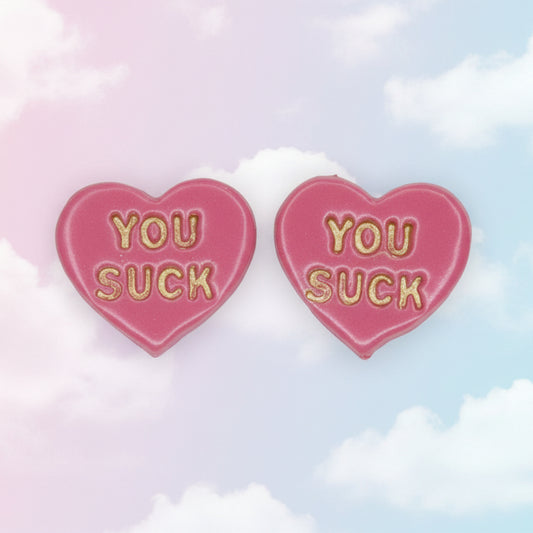 Pink YOU SUCK Studs